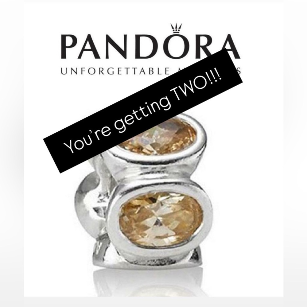 Pandora champagne oval lights TWO charms